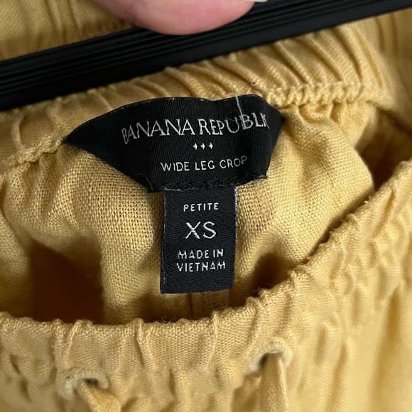 NWT Banana Republic Factory Yellow Wide Leg Crop Linen Blend Pants XS Petite - Picture 5 of 11